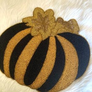 Mackenzie-Childs beaded pumpkin placemat
